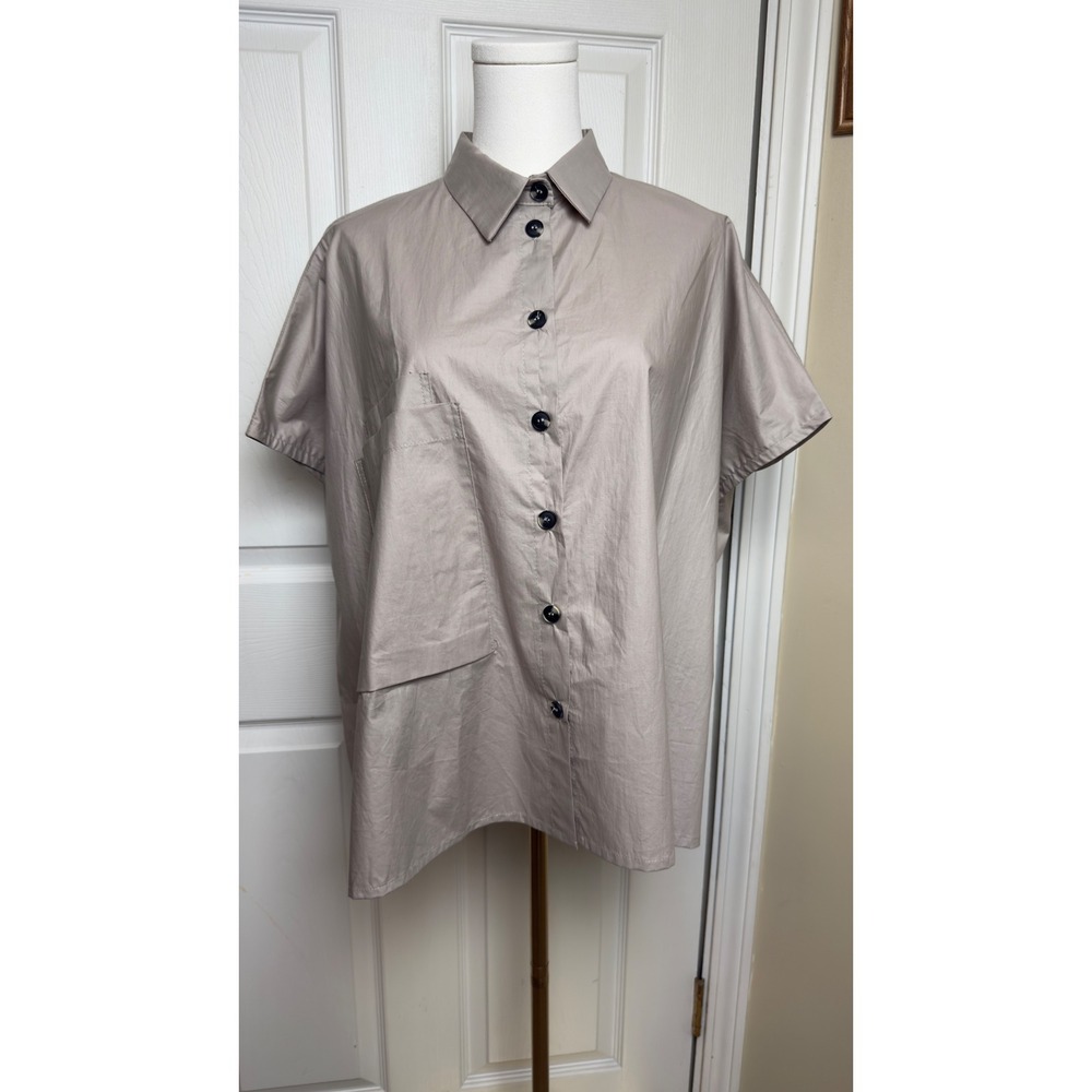 Kedem Sasson Amma Shirt Lg Cotton Oversized Button Down Taupe Lagenlook Israel